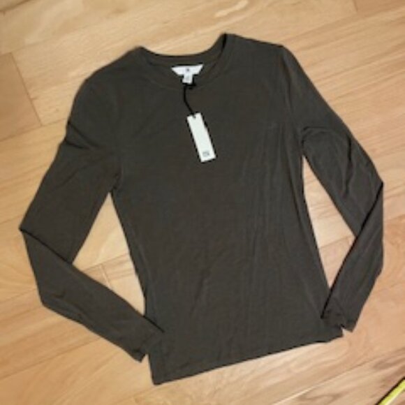 NWT Luxe Wool-Blend Crew-Neck XS Top in  sycamore brown - Picture 3 of 10